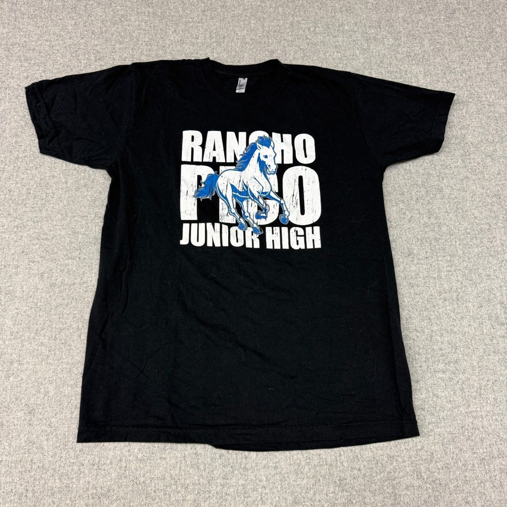 American Apparel | Rancho Pico Junior High Graphic T-Shirt | L | Black | Horse